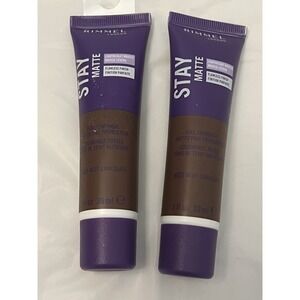 Rimmel London Foundation Stay Matte 605 Deep Chocolate‎ 1 Oz Full Coverage 2 Lot